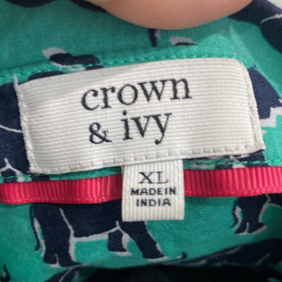 Crown & Ivy 💯% Cotton Elephant Print Button Down Shirt |Size XL - Picture 7 of 7